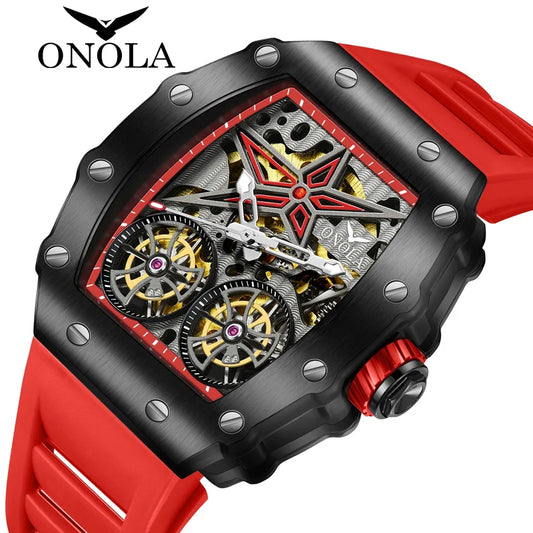 New Luxury Fashion Watches Men ONOLA Brand Hollow Full Automatic Mechanical Men Watch Waterproof Clock