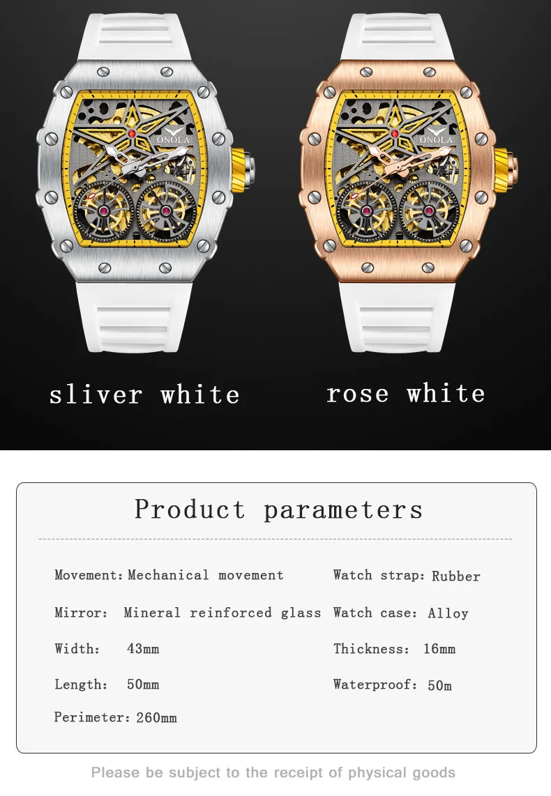 New Luxury Fashion Watches Men ONOLA Brand Hollow Full Automatic Mechanical Men Watch Waterproof Clock