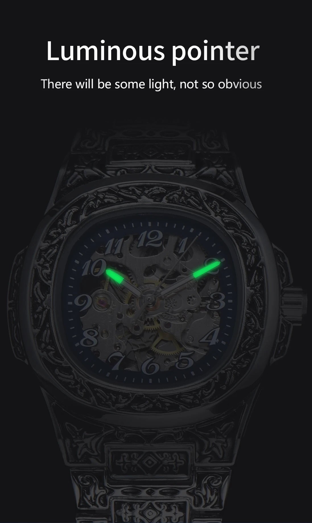 LONGLUX Automatic mechanical watch alloy steel vintage retro luxury waterproof skeleton ffordable 40mm wholesale Watch for Men