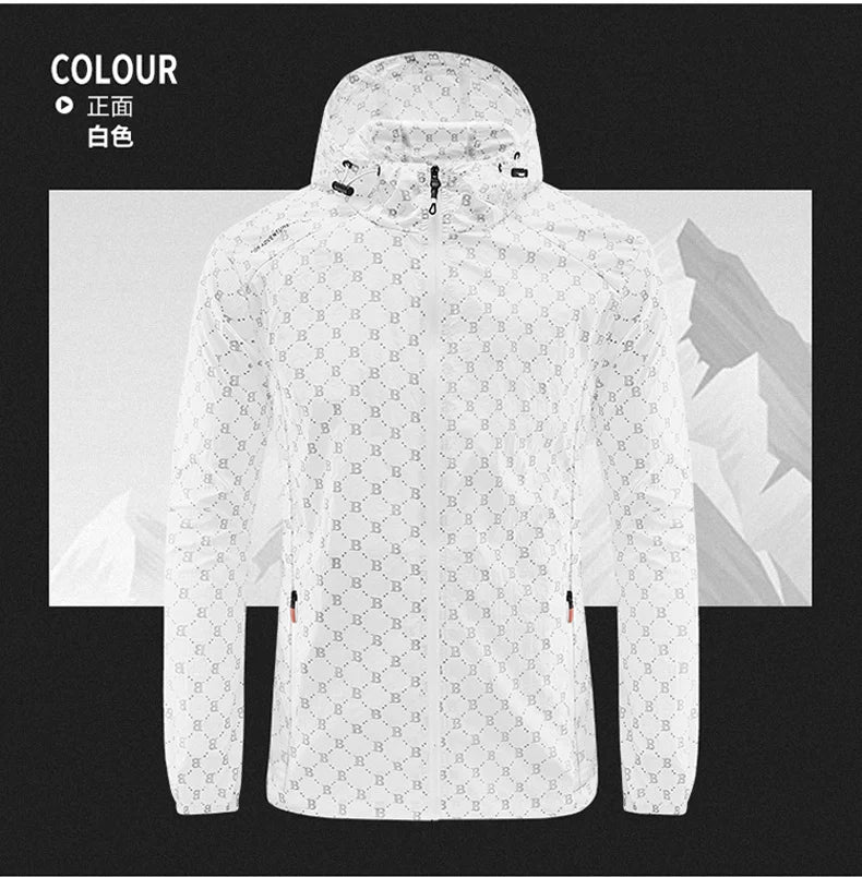 Men Thin Summer Cycling jacket Sun Protection jacket Moutain Hiking Fishing Casual Windbreaker Quick Drying Sports Hooded Coat