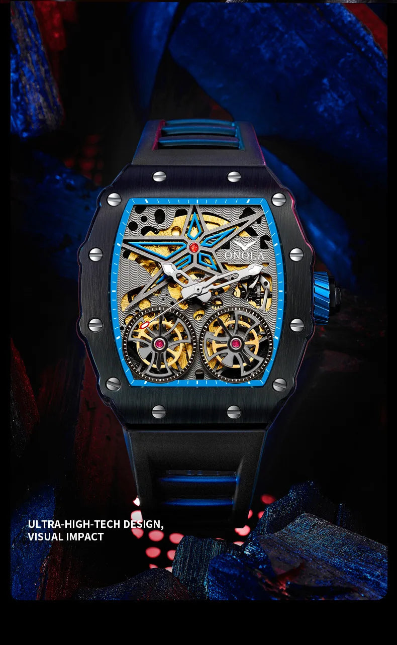 New Luxury Fashion Watches Men ONOLA Brand Hollow Full Automatic Mechanical Men Watch Waterproof Clock