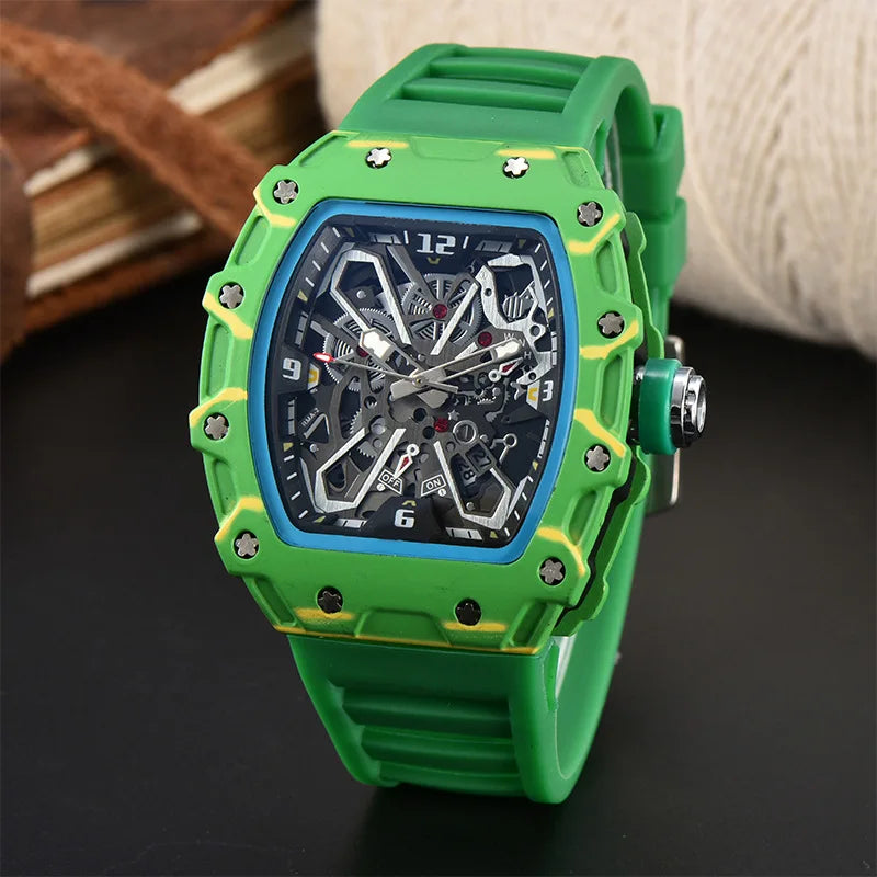 Foreign trade new men's watch wholesale color line hollow dial quartz watch simple fashion watch spot