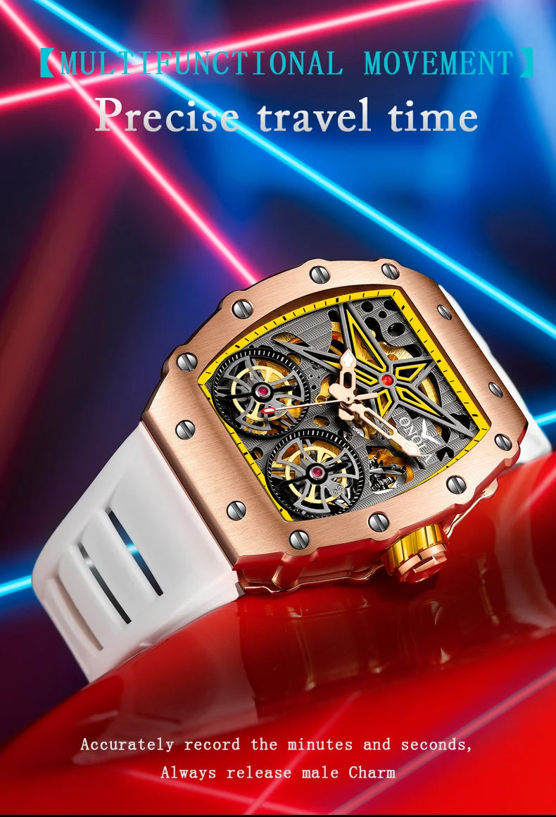 New Luxury Fashion Watches Men ONOLA Brand Hollow Full Automatic Mechanical Men Watch Waterproof Clock