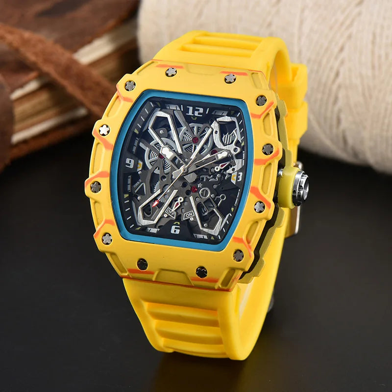 Foreign trade new men's watch wholesale color line hollow dial quartz watch simple fashion watch spot