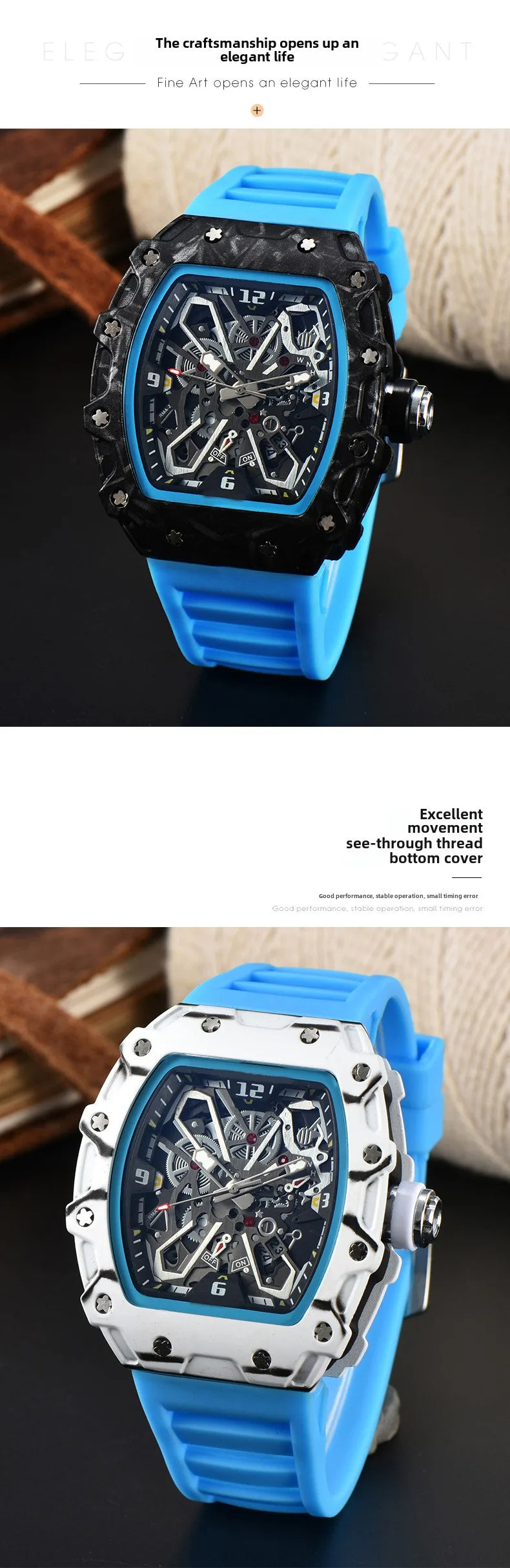 Foreign trade new men's watch wholesale color line hollow dial quartz watch simple fashion watch spot