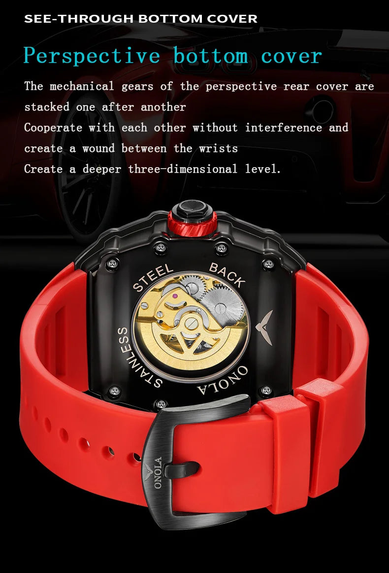 New Luxury Fashion Watches Men ONOLA Brand Hollow Full Automatic Mechanical Men Watch Waterproof Clock