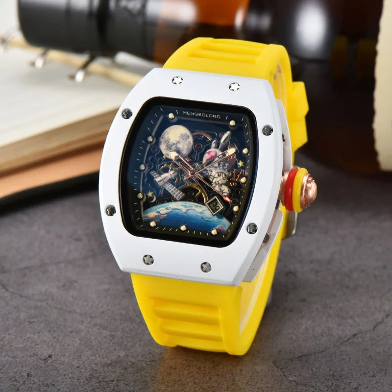 Luxury Fashion Band Tonneau Men Watch Luminous Waterproof Date Sport High Quality Quartz Watches Men Steel AAA Men Wristwatch