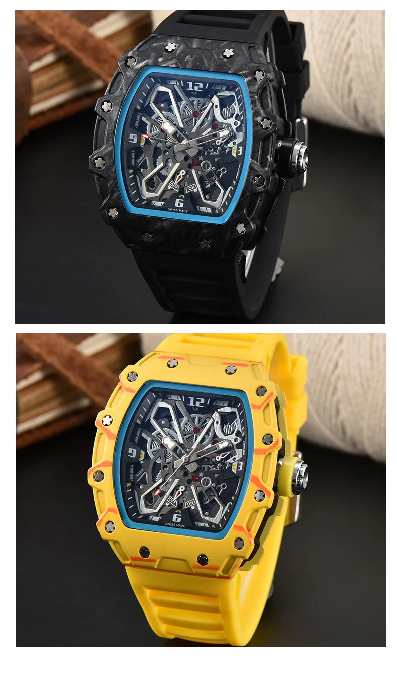 Foreign trade new men's watch wholesale color line hollow dial quartz watch simple fashion watch spot