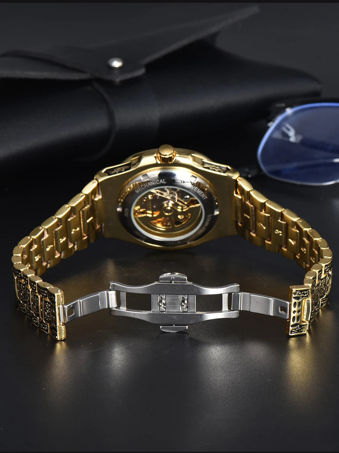 LONGLUX Automatic mechanical watch alloy steel vintage retro luxury waterproof skeleton ffordable 40mm wholesale Watch for Men