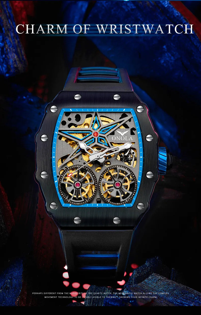 New Luxury Fashion Watches Men ONOLA Brand Hollow Full Automatic Mechanical Men Watch Waterproof Clock