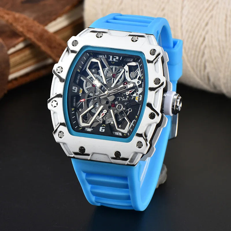 Foreign trade new men's watch wholesale color line hollow dial quartz watch simple fashion watch spot
