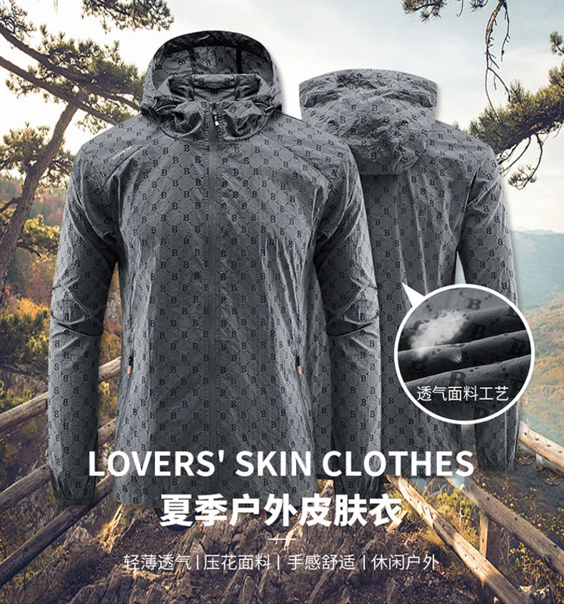 Men Thin Summer Cycling jacket Sun Protection jacket Moutain Hiking Fishing Casual Windbreaker Quick Drying Sports Hooded Coat
