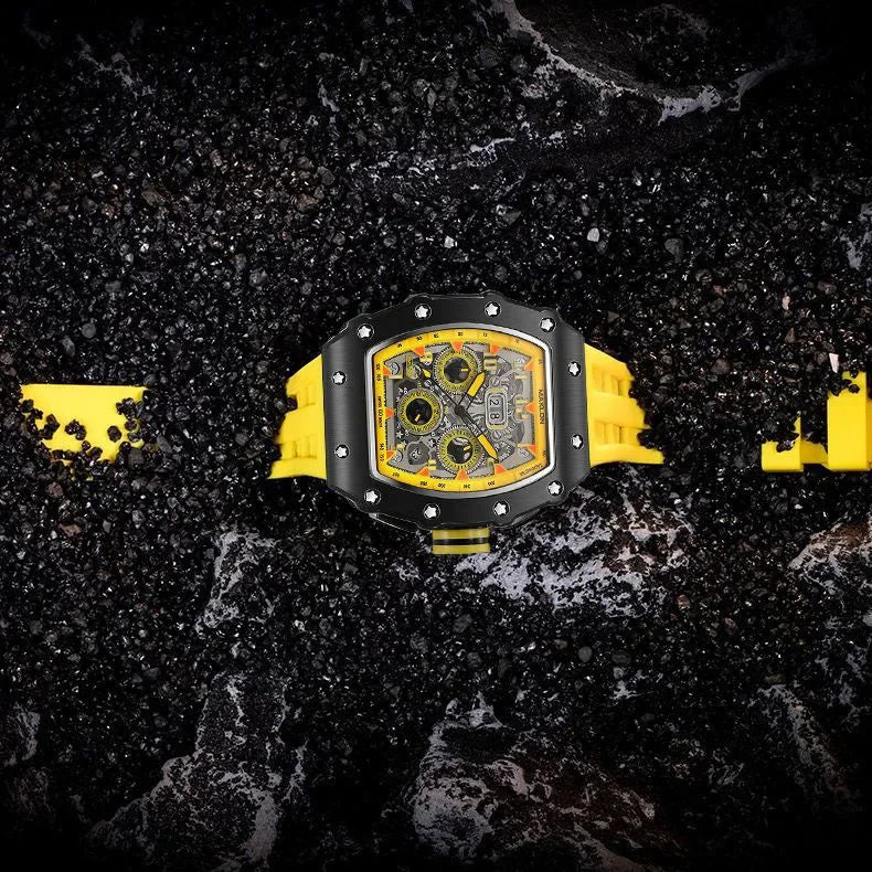 Luxury Men’s Quartz Wristwatch Skeleton Hollow Design Trend Machanical Men's Watch for Man Automatic Hollow Luminous Waterproof