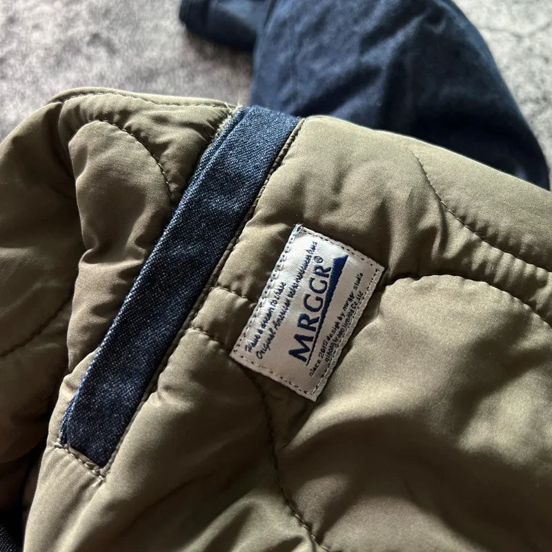 Retro Japanese Sle Thi Warm Autumn Winter Cotton Jaet Casual Versatile Denim Outerwear Stand Collar Men's Clothing