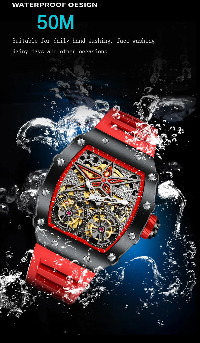 New Luxury Fashion Watches Men ONOLA Brand Hollow Full Automatic Mechanical Men Watch Waterproof Clock