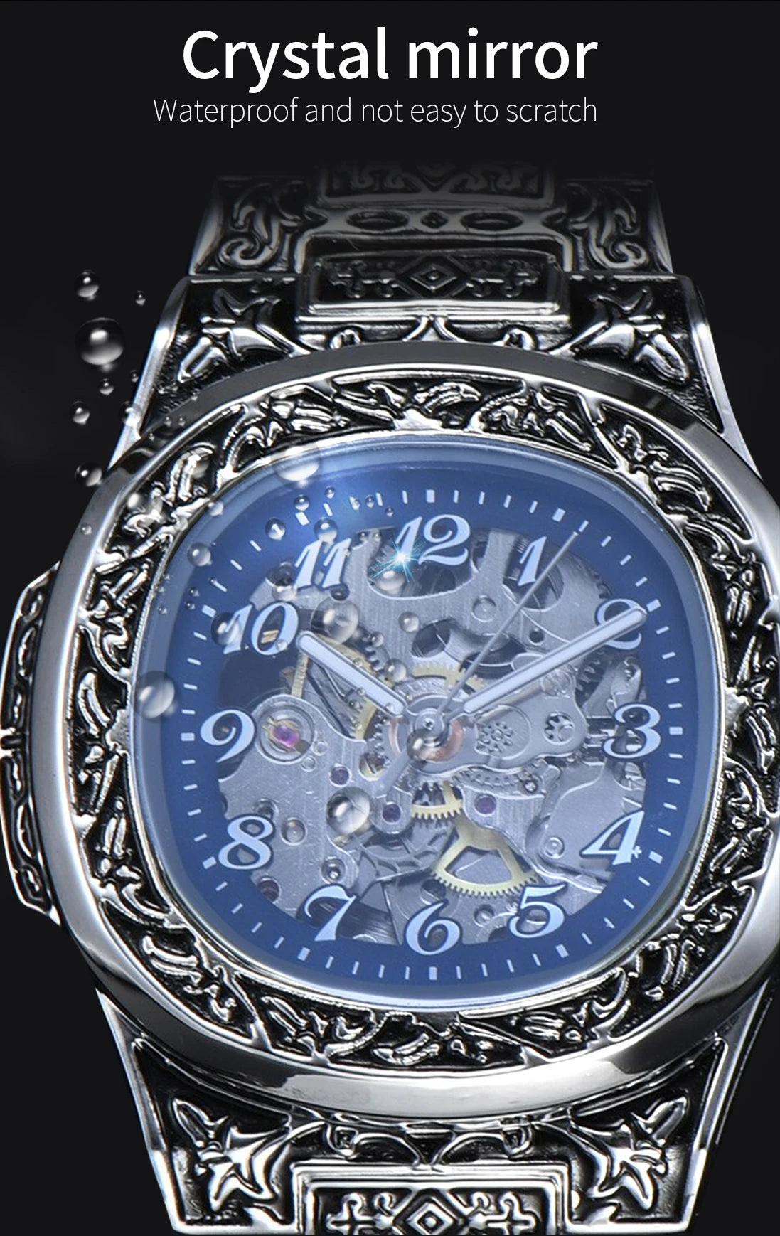 LONGLUX Automatic mechanical watch alloy steel vintage retro luxury waterproof skeleton ffordable 40mm wholesale Watch for Men