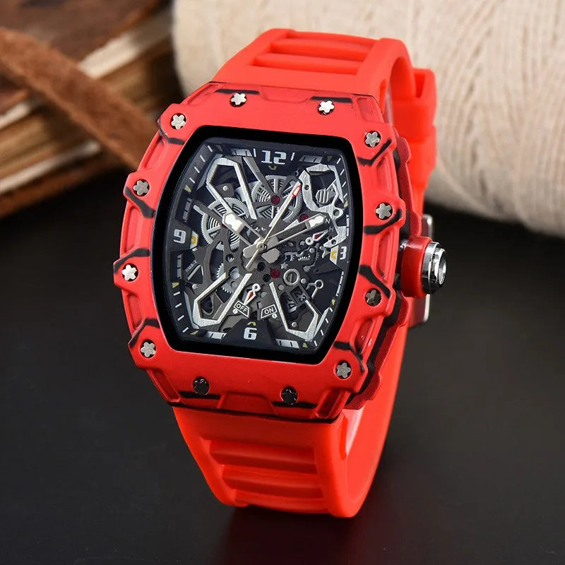 Foreign trade new men's watch wholesale color line hollow dial quartz watch simple fashion watch spot