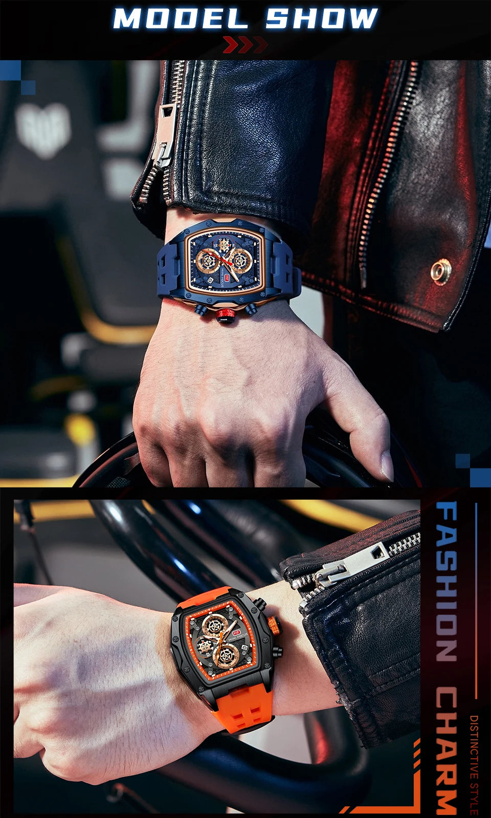 MINI FOCUS Multifunctional Luxury Fashion Quartz Wristwatches for Men Warrior Red Strap Waterproof Chronograph reloj hombre 473G