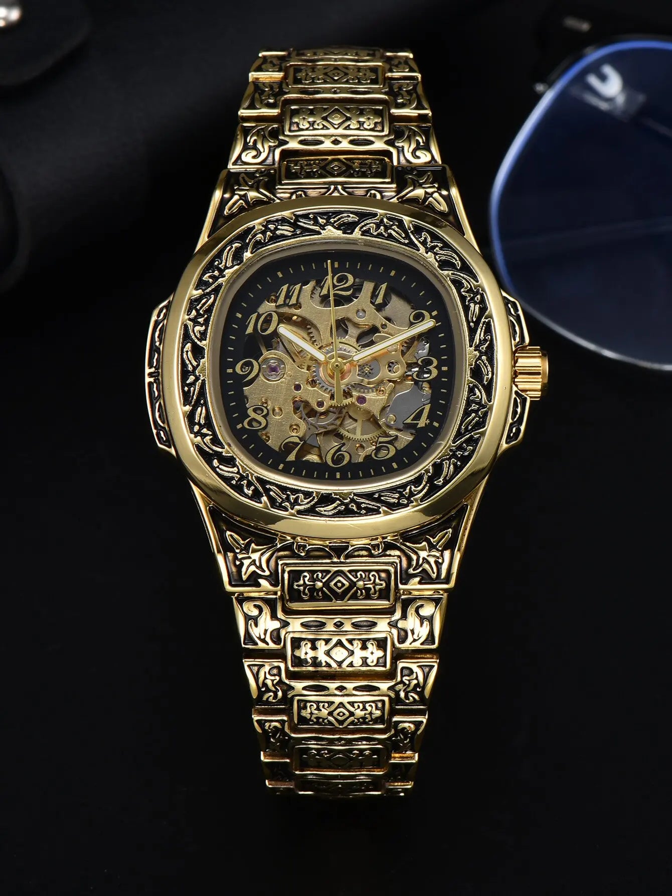 LONGLUX Automatic mechanical watch alloy steel vintage retro luxury waterproof skeleton ffordable 40mm wholesale Watch for Men