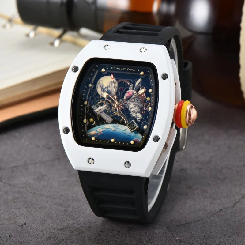 Luxury Fashion Band Tonneau Men Watch Luminous Waterproof Date Sport High Quality Quartz Watches Men Steel AAA Men Wristwatch