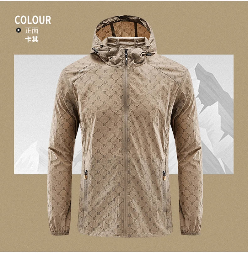 Men Thin Summer Cycling jacket Sun Protection jacket Moutain Hiking Fishing Casual Windbreaker Quick Drying Sports Hooded Coat