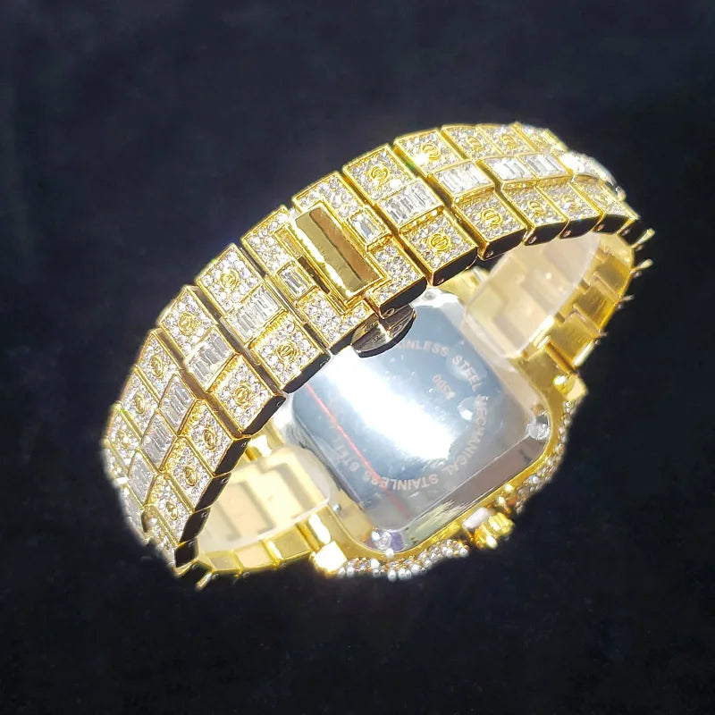 2025 New Luxury Diamond Watch Men Fashion Iced Out Square Colorful Number Watches Hip Hop Bling Jewelry Reloj Hombre for Party