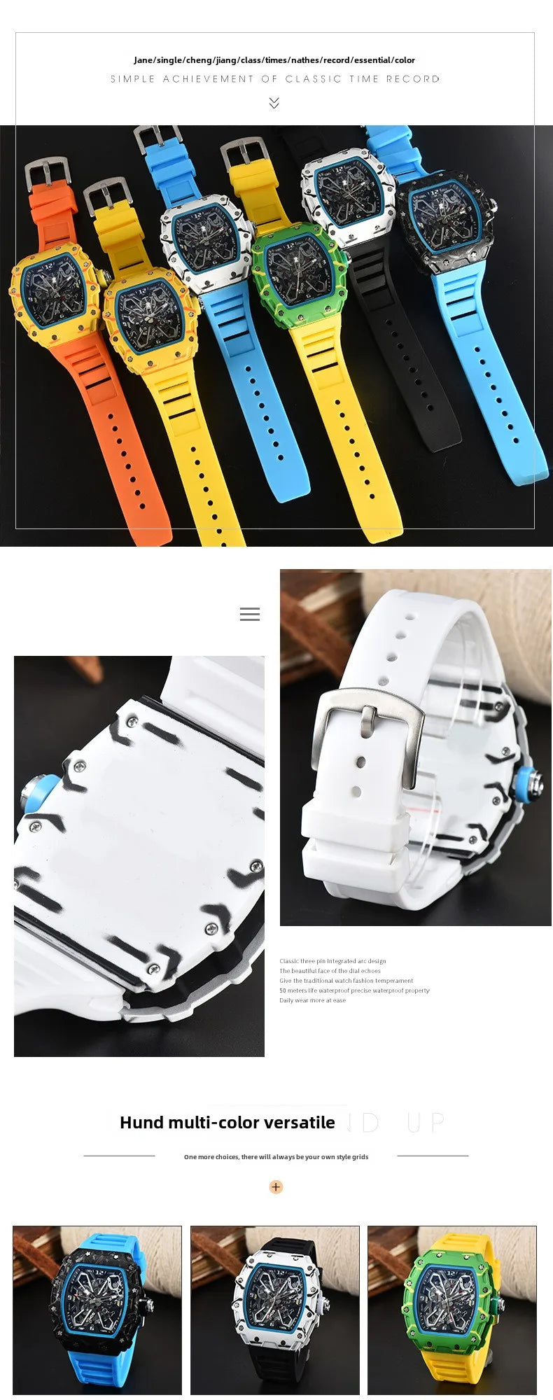 Foreign trade new men's watch wholesale color line hollow dial quartz watch simple fashion watch spot