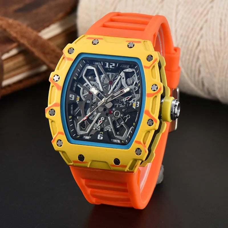 Foreign trade new men's watch wholesale color line hollow dial quartz watch simple fashion watch spot