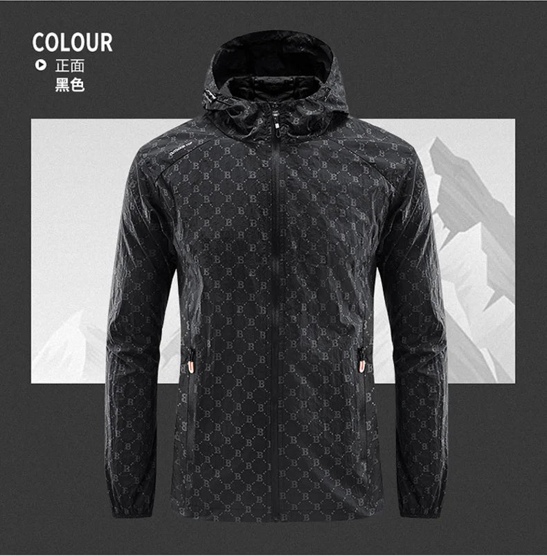 Men Thin Summer Cycling jacket Sun Protection jacket Moutain Hiking Fishing Casual Windbreaker Quick Drying Sports Hooded Coat