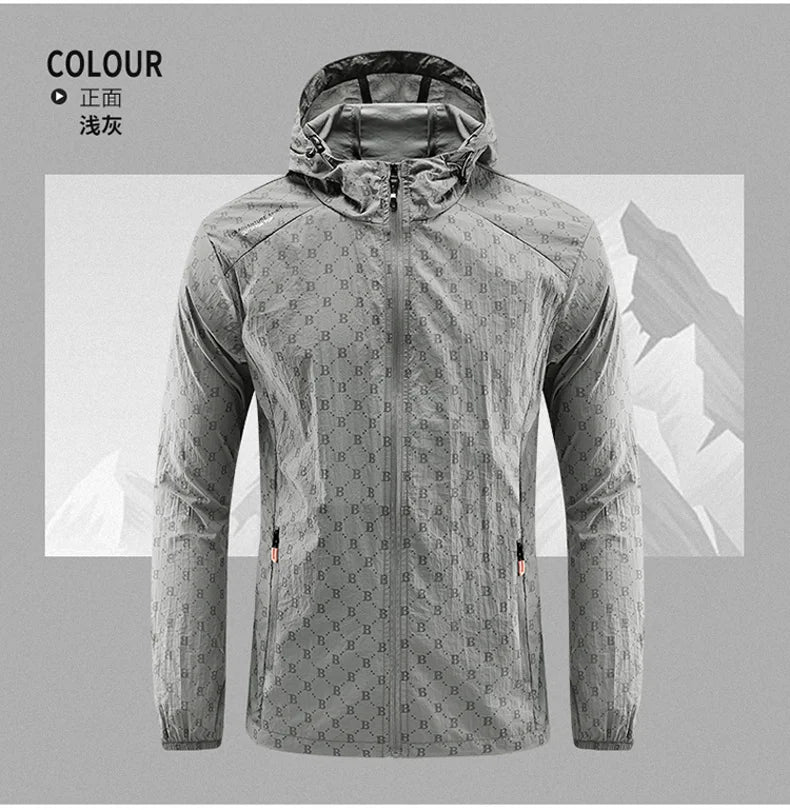 Men Thin Summer Cycling jacket Sun Protection jacket Moutain Hiking Fishing Casual Windbreaker Quick Drying Sports Hooded Coat