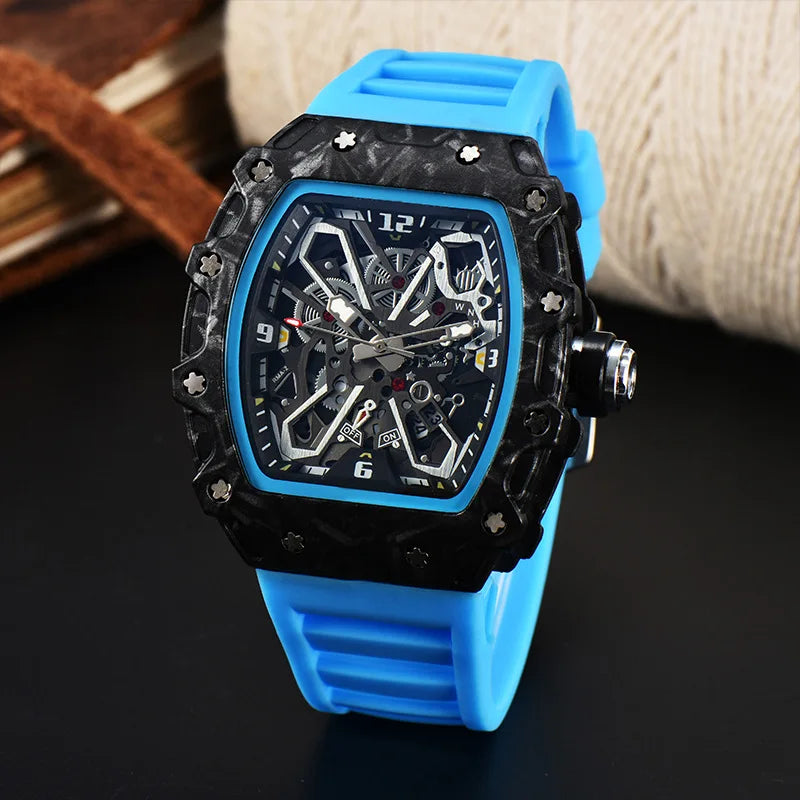 Foreign trade new men's watch wholesale color line hollow dial quartz watch simple fashion watch spot
