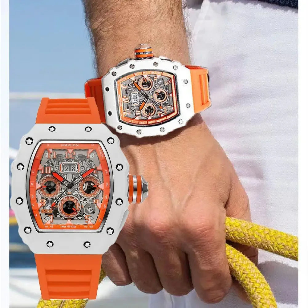 Luxury Men’s Quartz Wristwatch Skeleton Hollow Design Trend Machanical Men's Watch for Man Automatic Hollow Luminous Waterproof