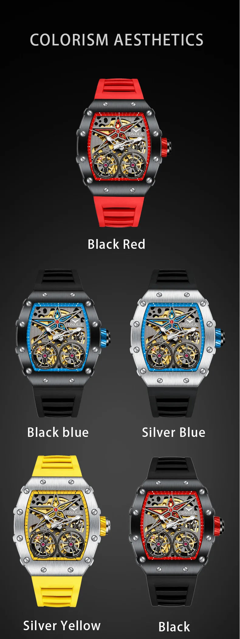 New Luxury Fashion Watches Men ONOLA Brand Hollow Full Automatic Mechanical Men Watch Waterproof Clock