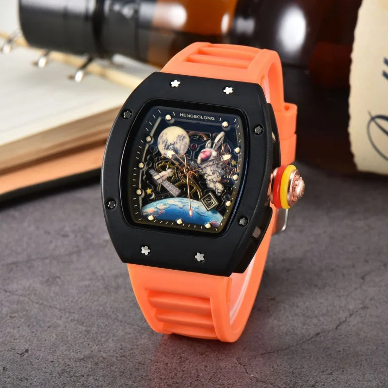 Luxury Fashion Band Tonneau Men Watch Luminous Waterproof Date Sport High Quality Quartz Watches Men Steel AAA Men Wristwatch