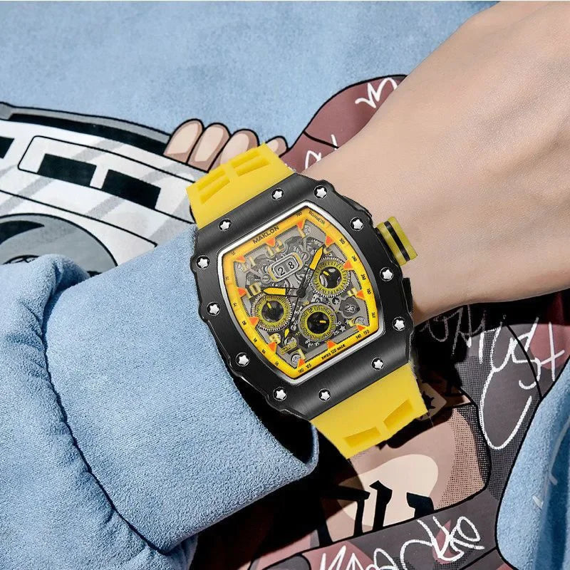 Luxury Men’s Quartz Wristwatch Skeleton Hollow Design Trend Machanical Men's Watch for Man Automatic Hollow Luminous Waterproof