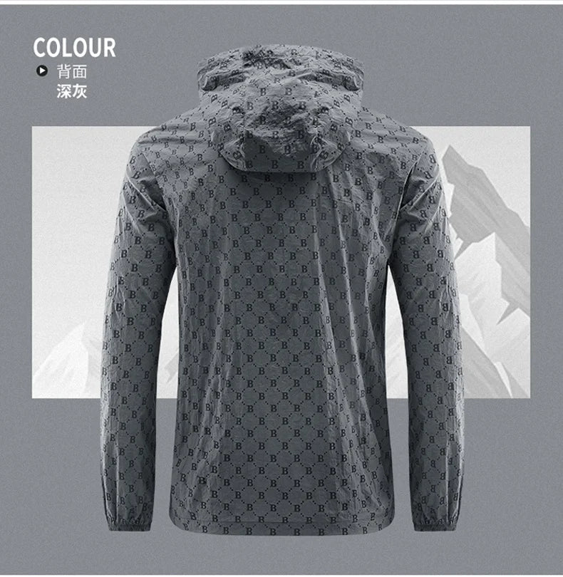 Men Thin Summer Cycling jacket Sun Protection jacket Moutain Hiking Fishing Casual Windbreaker Quick Drying Sports Hooded Coat