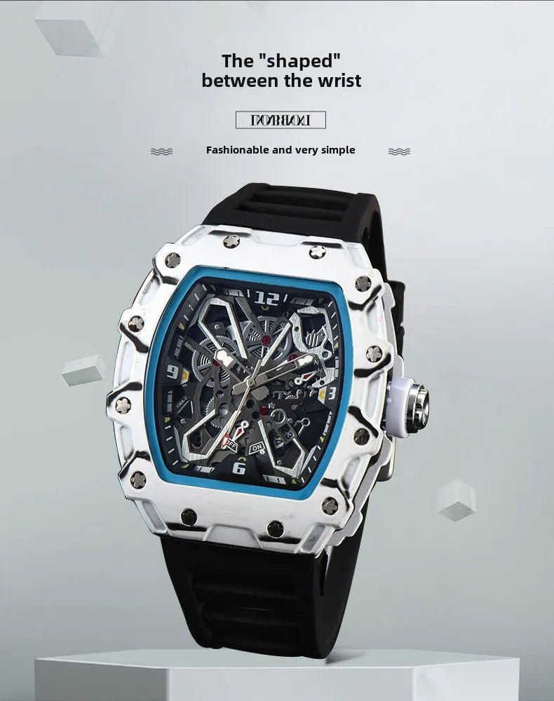 Foreign trade new men's watch wholesale color line hollow dial quartz watch simple fashion watch spot