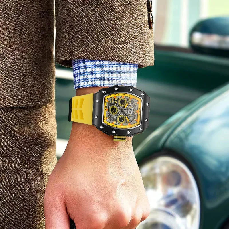 Luxury Men’s Quartz Wristwatch Skeleton Hollow Design Trend Machanical Men's Watch for Man Automatic Hollow Luminous Waterproof